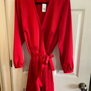 Loft Red Wrap Dress Sz 18